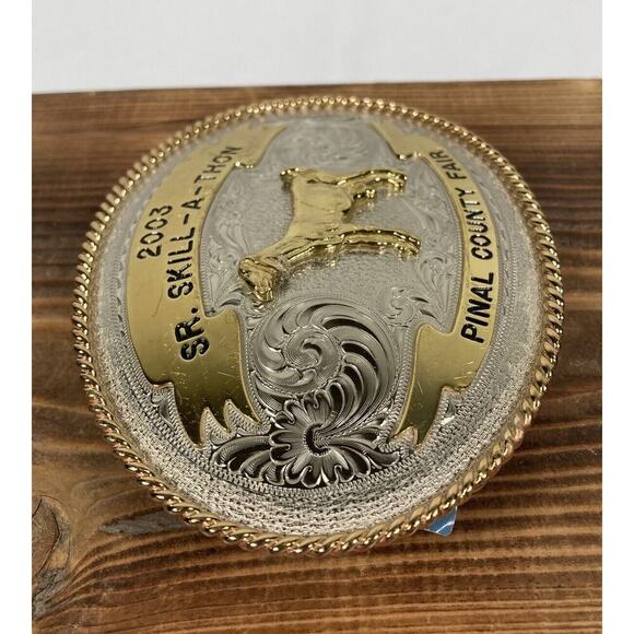 2003 Pinal County Fair SR. Skill-A-Thon Trophy Belt Buckle Montana Silversmiths - Picture 3 of 8